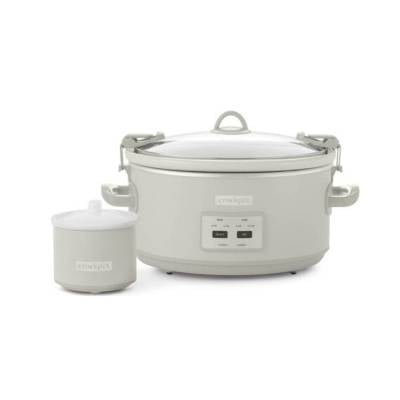 Slow Cooker Crock-Pot Designer Series 7qt Slow Cooker with Bonus Little Dipper Mushroom: 4 Settings, Stoneware, Stainless Steel, Keep Warm