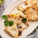 Healthy Thanksgiving Leftover Ideas Leftover turkey quesadillas with shredded turkey, black beans, and corn.