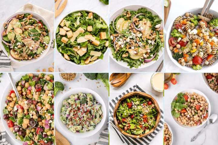 The 50 Best Salad Recipes (Plus Dressing Ideas!) Salad recipes including spinach salad, Caesar salad, lentil salad, chickpea salad, and more.