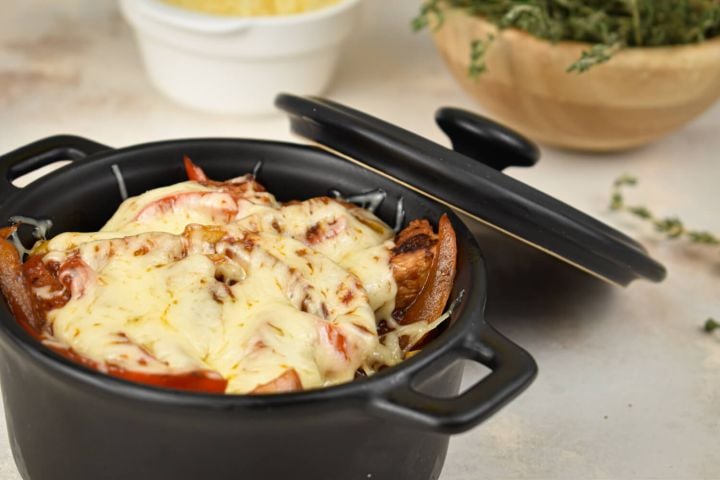 Easy Skillet Pork and Peppers Easy pork and pepper skillet with bell peppers, sweet onions, pepperoncinis, and pork tenderloin.