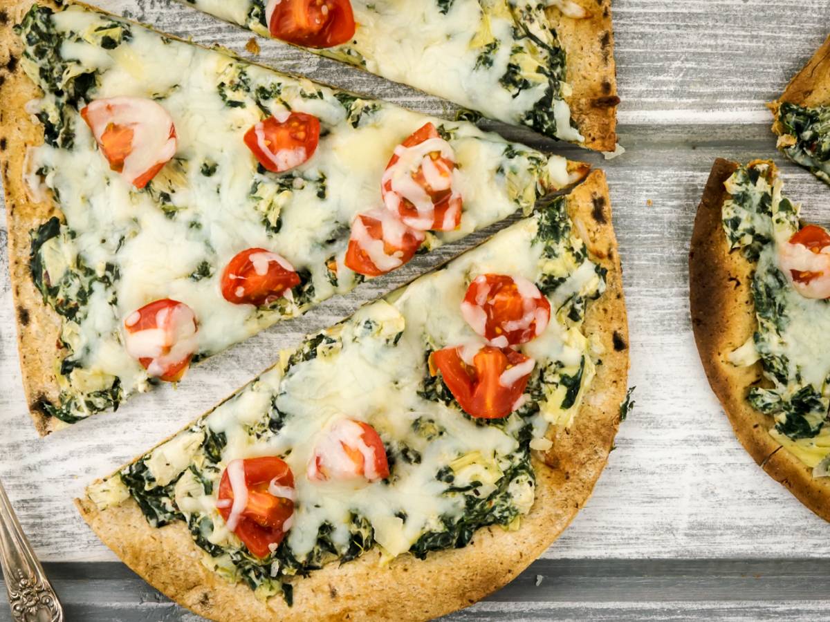 High-Protein Lunches High-protein spinach artichoke pizza