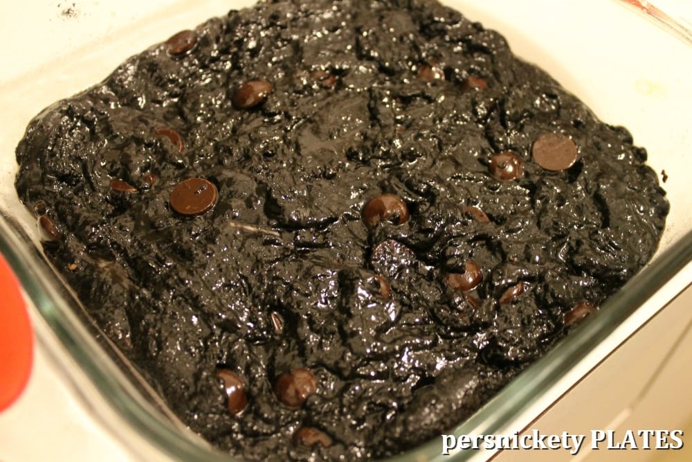 brownie batter in a baking dish