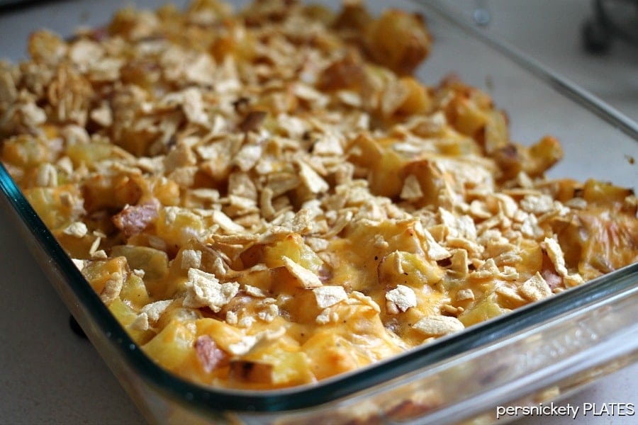 Healthier Cheesy Potato Casserole | Persnickety Plates