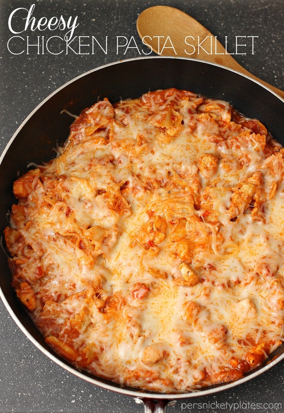 One Pot Cheesy Chicken Pasta Skillet | Persnickety Plates