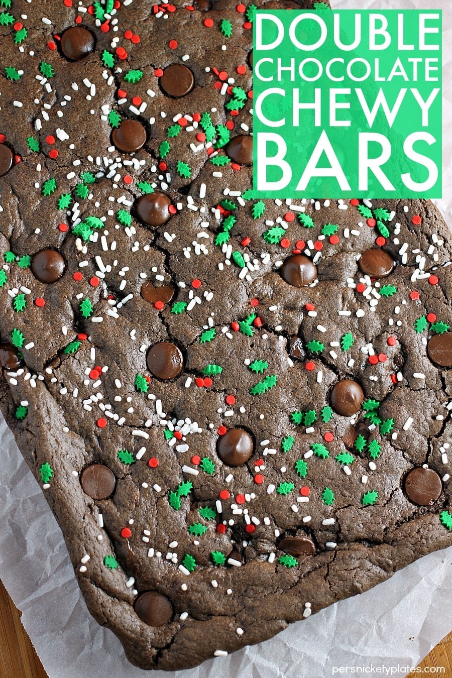 If you're struggling with a gift idea for just about anyone on your list this year, I've got an idea for you! Mix a homemade treat (like these Double Chocolate Chewy Bars) with a gift basket full of items to help the recipient pamper themselves. Thoughtful, useful, and delicious - you can't go wrong! | Persnickety Plates AD
