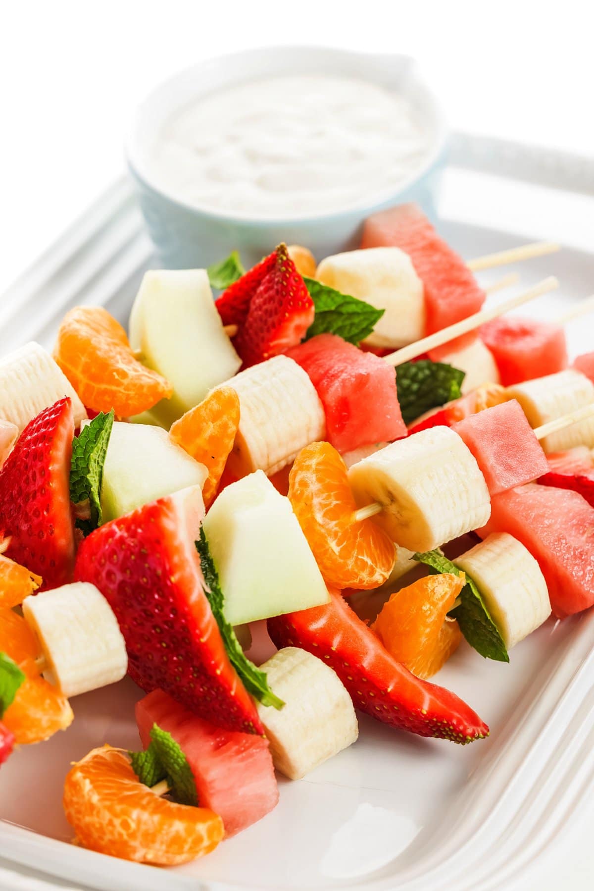 Fruit Kababs with Ginger Lemon Yogurt Sauce