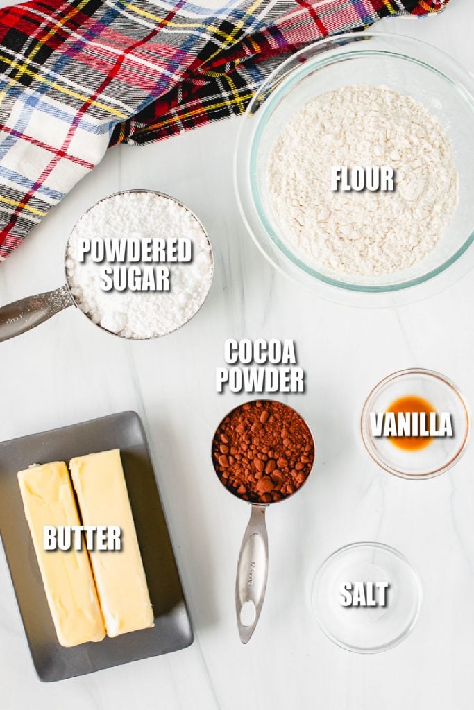 overhead shot of ingredients laid out to make cookies