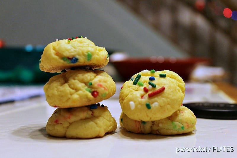 Five ingredient, semi-homemade, Cream Cheese Sprinkle Cookies are really simple & good. | Persnickety Plates