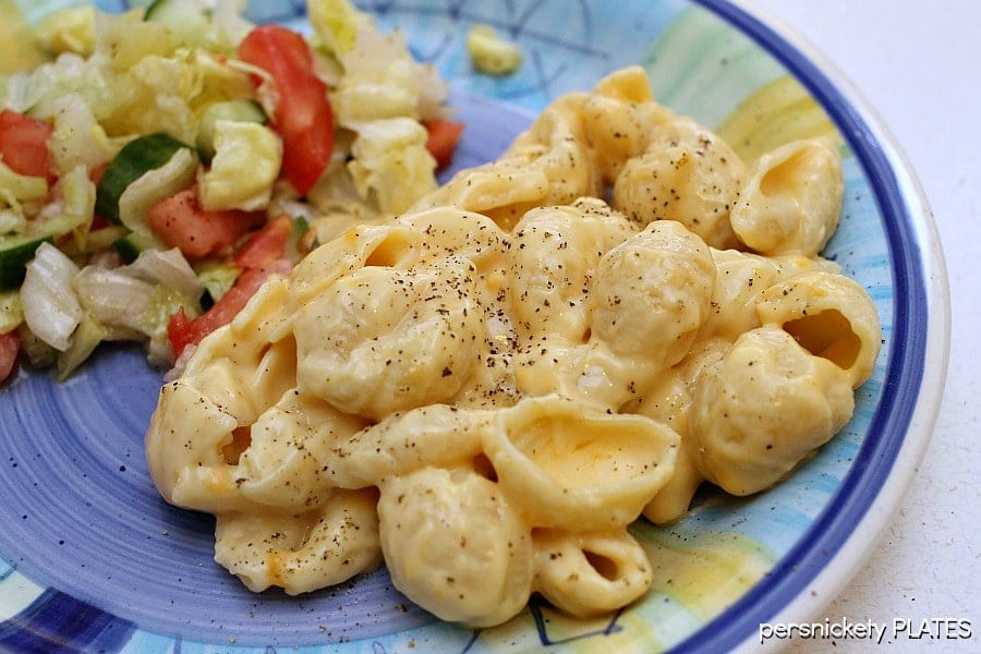 plate of homemade creamy macaroni and cheese