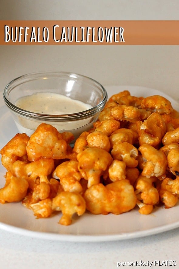 buffalo cauliflower on a white plate