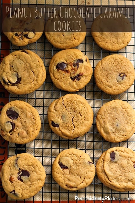 Peanut Butter Chocolate Caramel Cookies