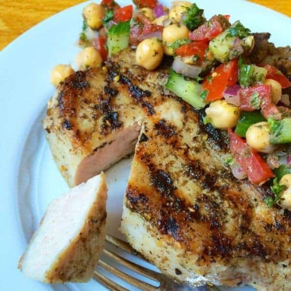 Za’atar Crusted Grilled Pork Chops