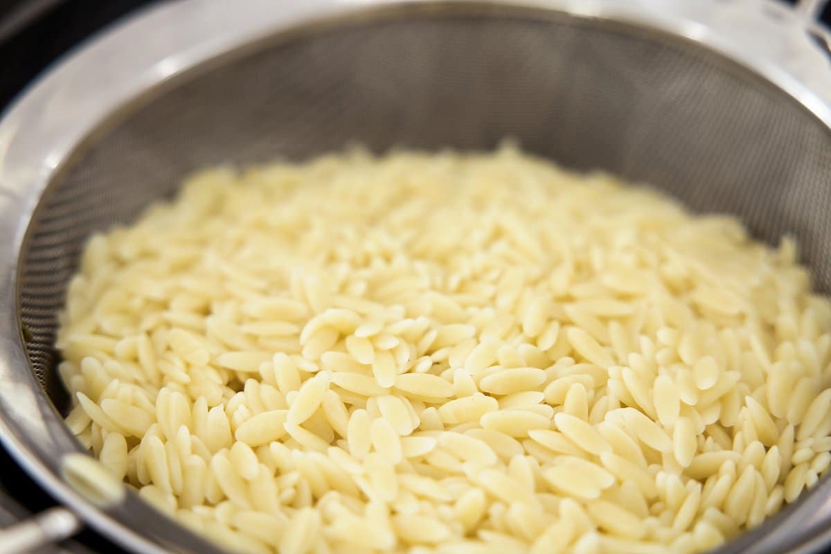 Bowl of cooked orzo