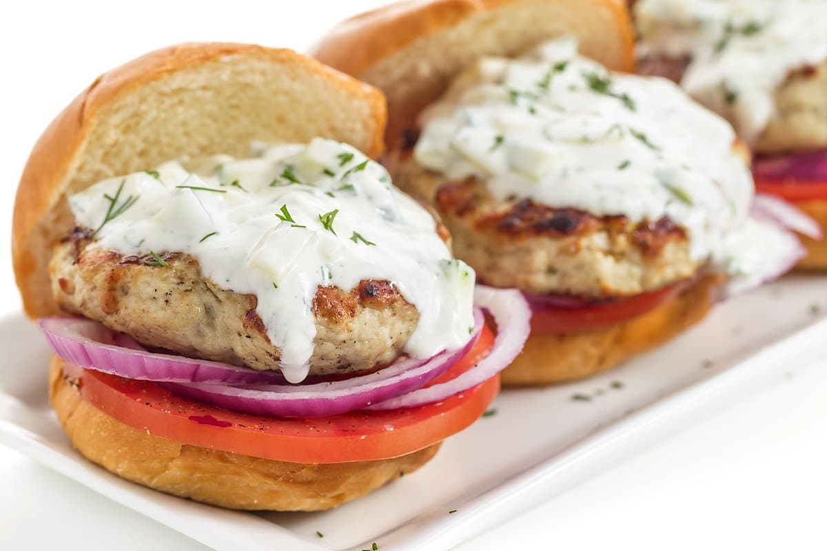 Easy Greek Turkey Burgers with Tzatziki Sauce