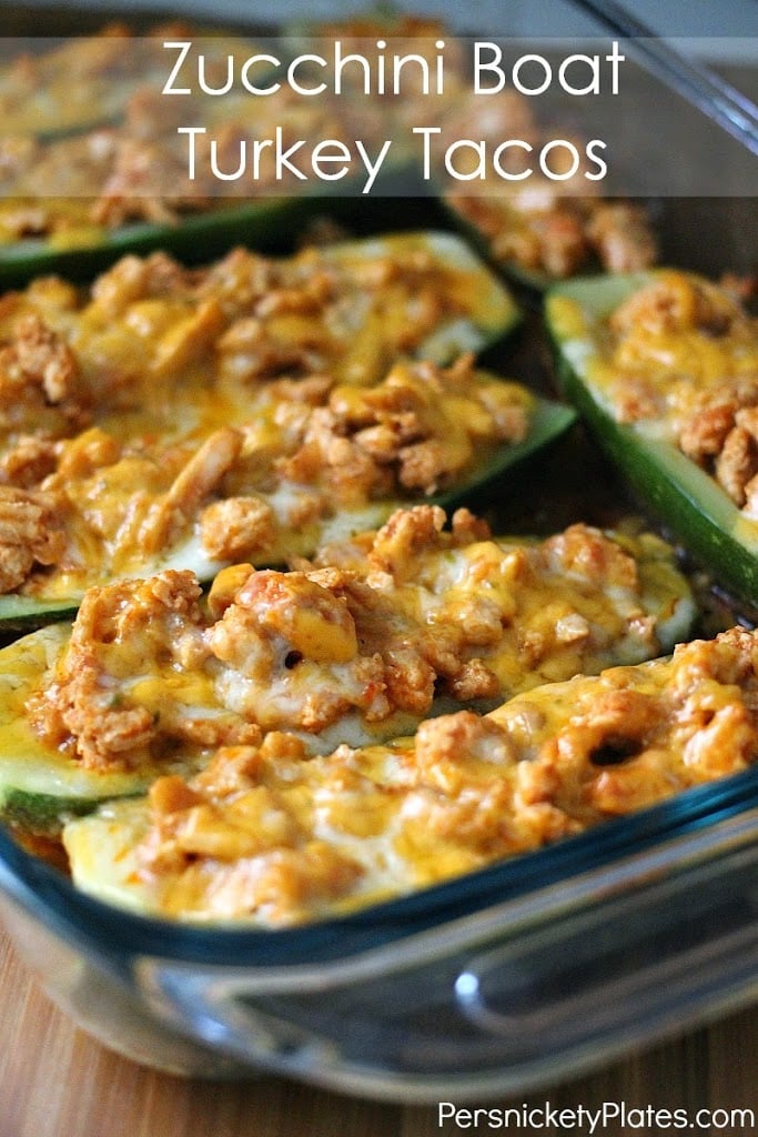 zucchini taco boats in baking dish