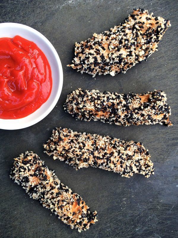 Sesame Crusted Baked Chicken Fingers - The Lemon Bowl