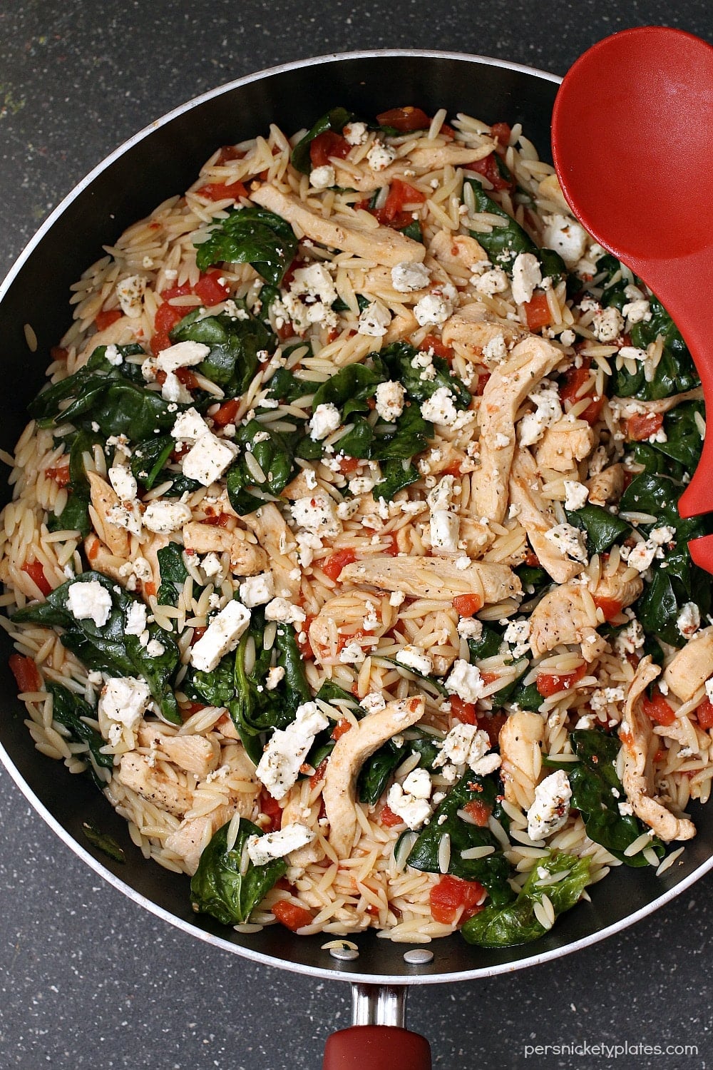 Chicken Spinach & Orzo Skillet | Persnickety Plates