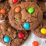 brownie cookies filled with colorful M&Ms.