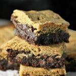 Peanut Butter Brookies - a layer of brownie topped with a layer of peanut butter cookies - the best of both worlds! | Persnickety Plates AD