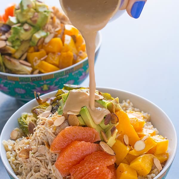 Grain Bowls with Chicken, Veggies and Avocado - high protein dinner recipe