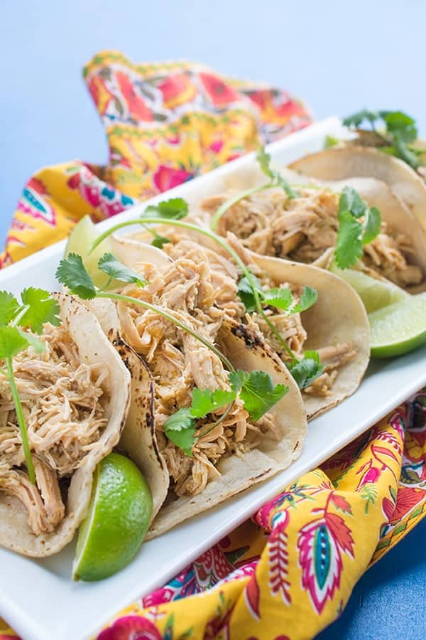 Slow Cooker Salsa Verde Chicken Tacos - an easy, authentic Mexican recipe