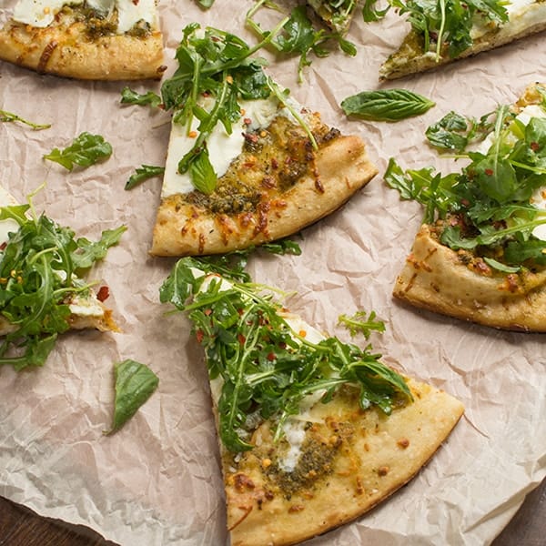 Pesto and Arugula Grilled Pizza Recipe