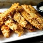 Gluten free Crispy Baked BBQ Chicken Strips made with Vans® Multi-Grain BBQ Chips can be whipped up in about 30 minutes so they're perfect for a weekday dinner! | Persnickety Plates