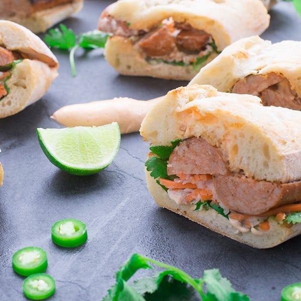 Bahn Mi with Chicken Sausage - a fresh twist on the classic Vietnamese recipe