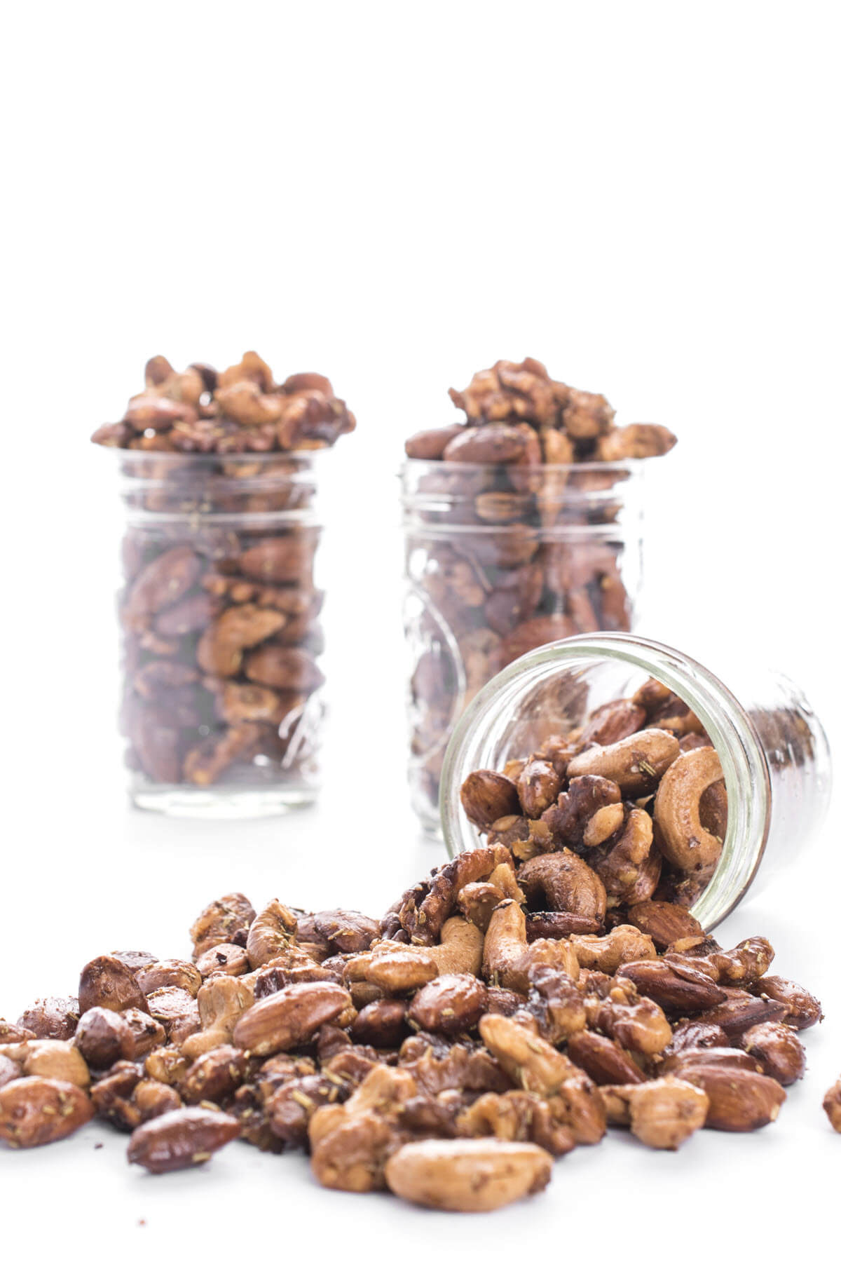 Sweet and Spicy Nuts in a mason jar