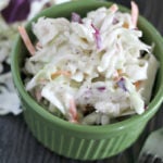 close up of creamy coleslaw