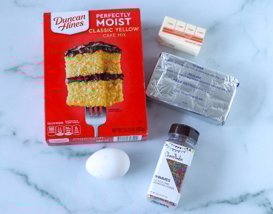 ingredients for cream cheese sprinkle cookies