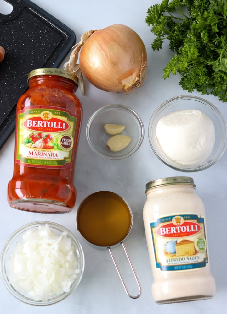 jars of bertolli pasta sauce laid out