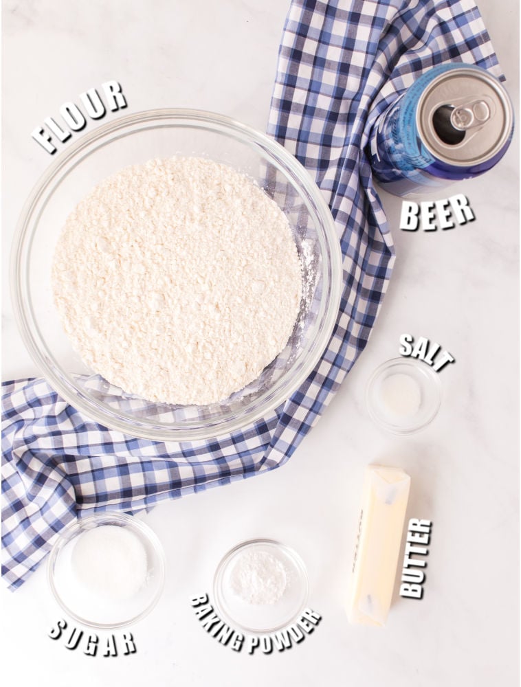 ingredients laid out to make bread