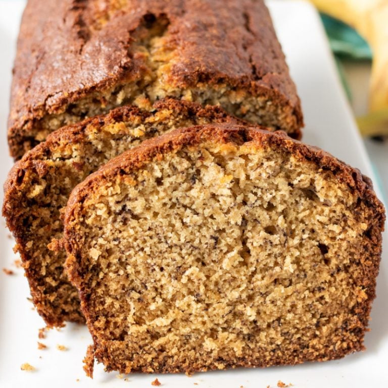 slice of easy banana bread