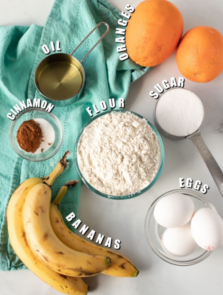 ingredients laid out to make a cake