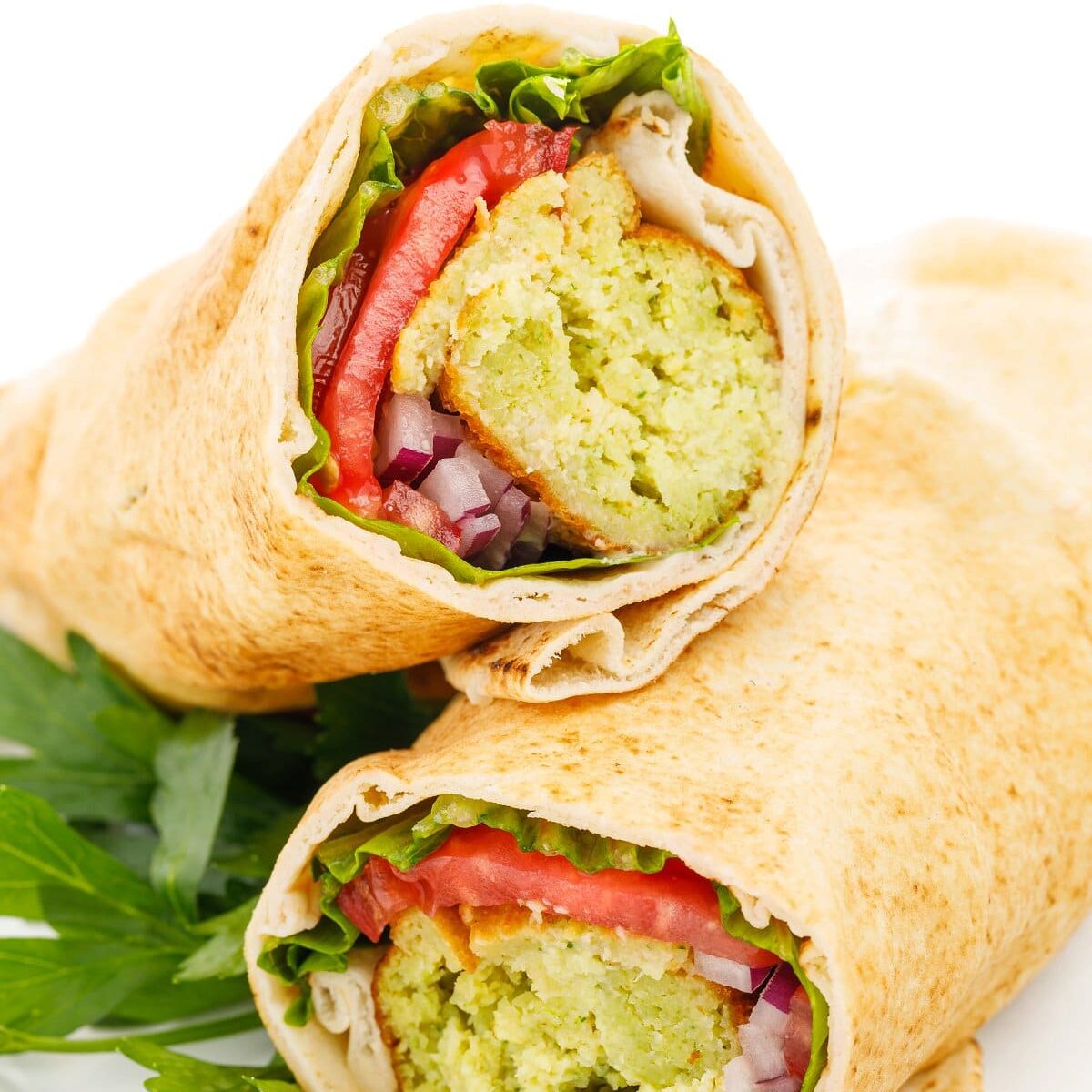 Authentic Lebanese falafel wrap.