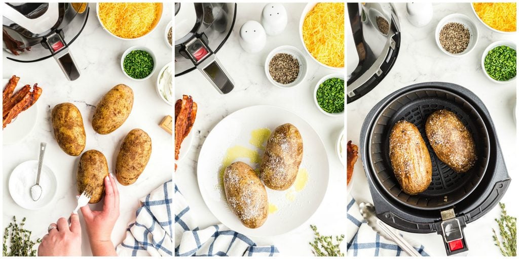 overhead shot of potatoes and ingredients laid out