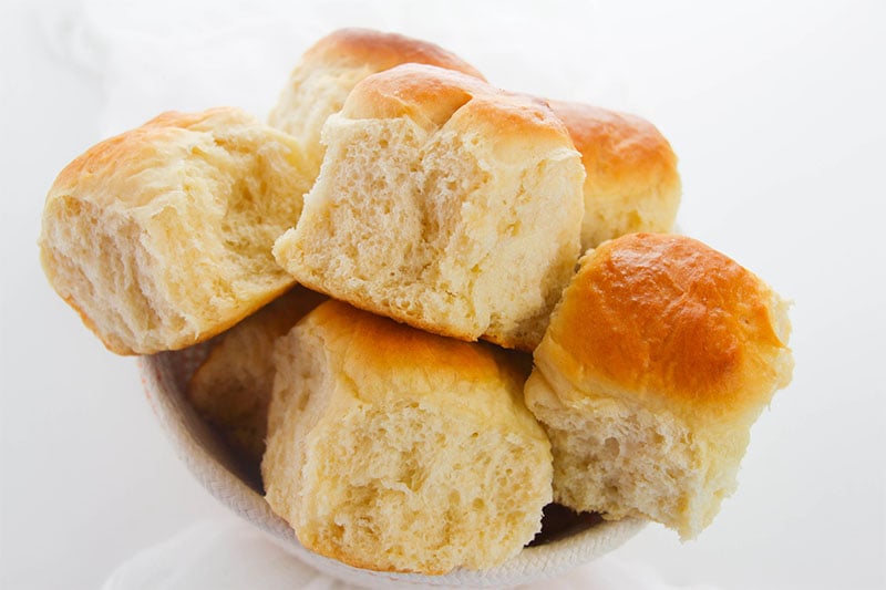 dinner rolls in a bowl.
