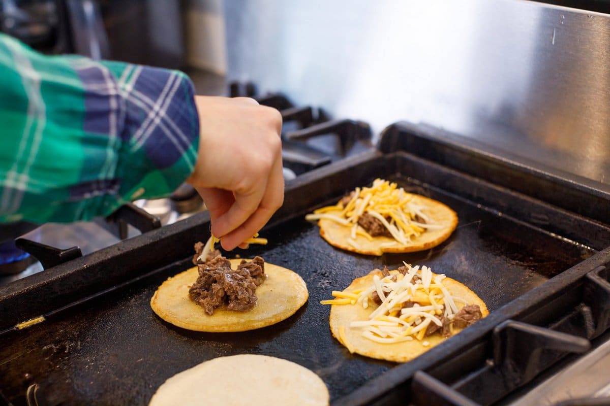 Beef Birria Taco assembly