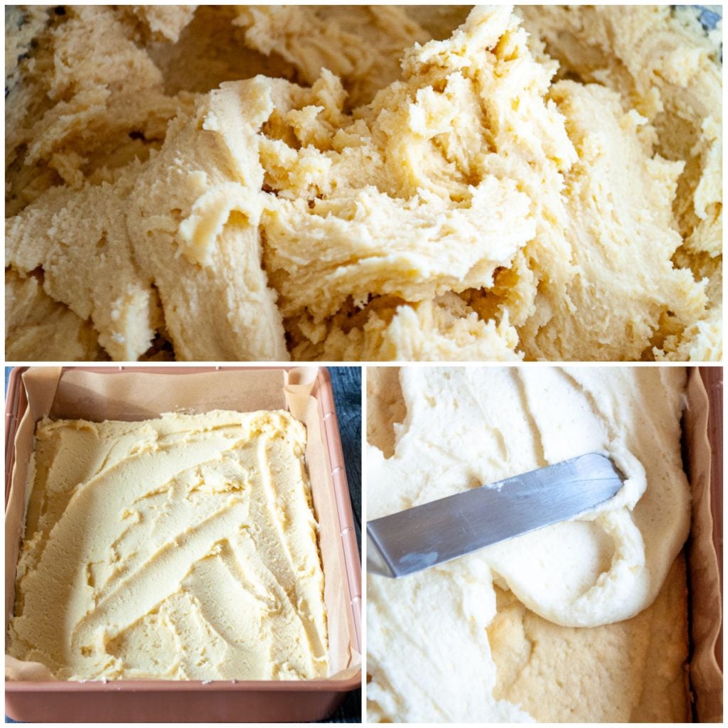 collage of process shots for making sugar cookie dough