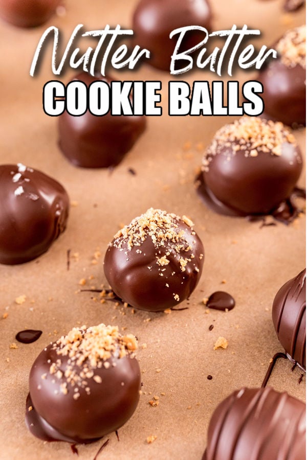 chocolate covered cookie balls on a baking sheet