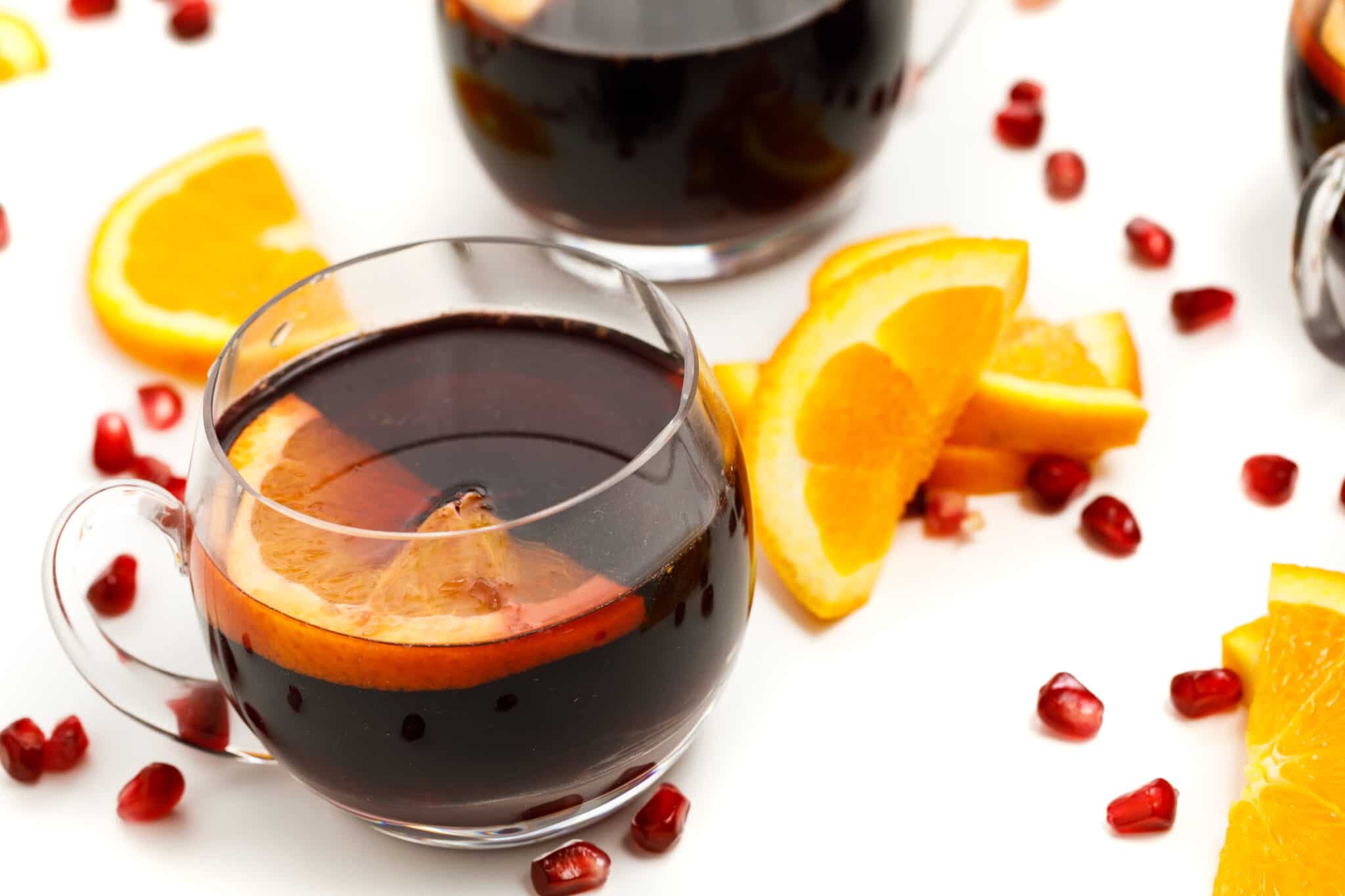 Pomegranate sangria with orange