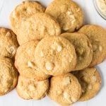 platter of white chocolate macadamia nut cookies