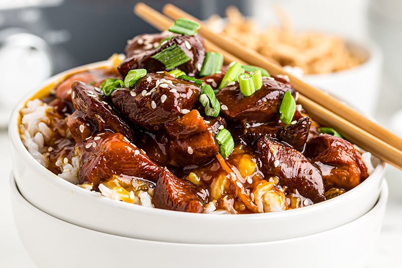 bowl of sweet and sour chicken