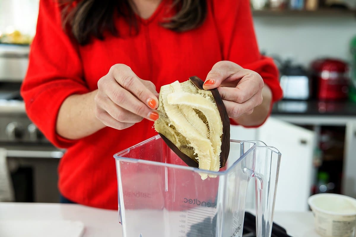 Adding Banana to a blender