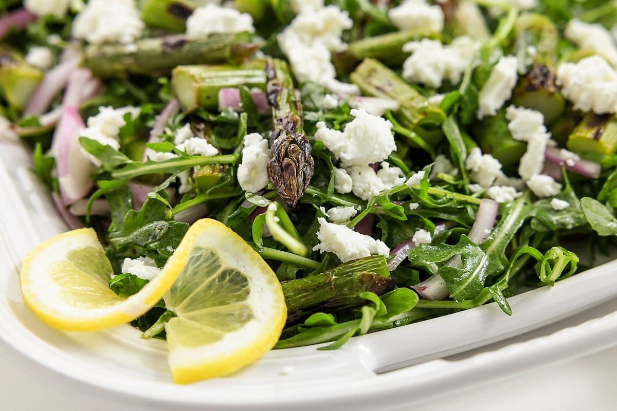 Grilled Asparagus Salad with Arugula and Goat Cheese