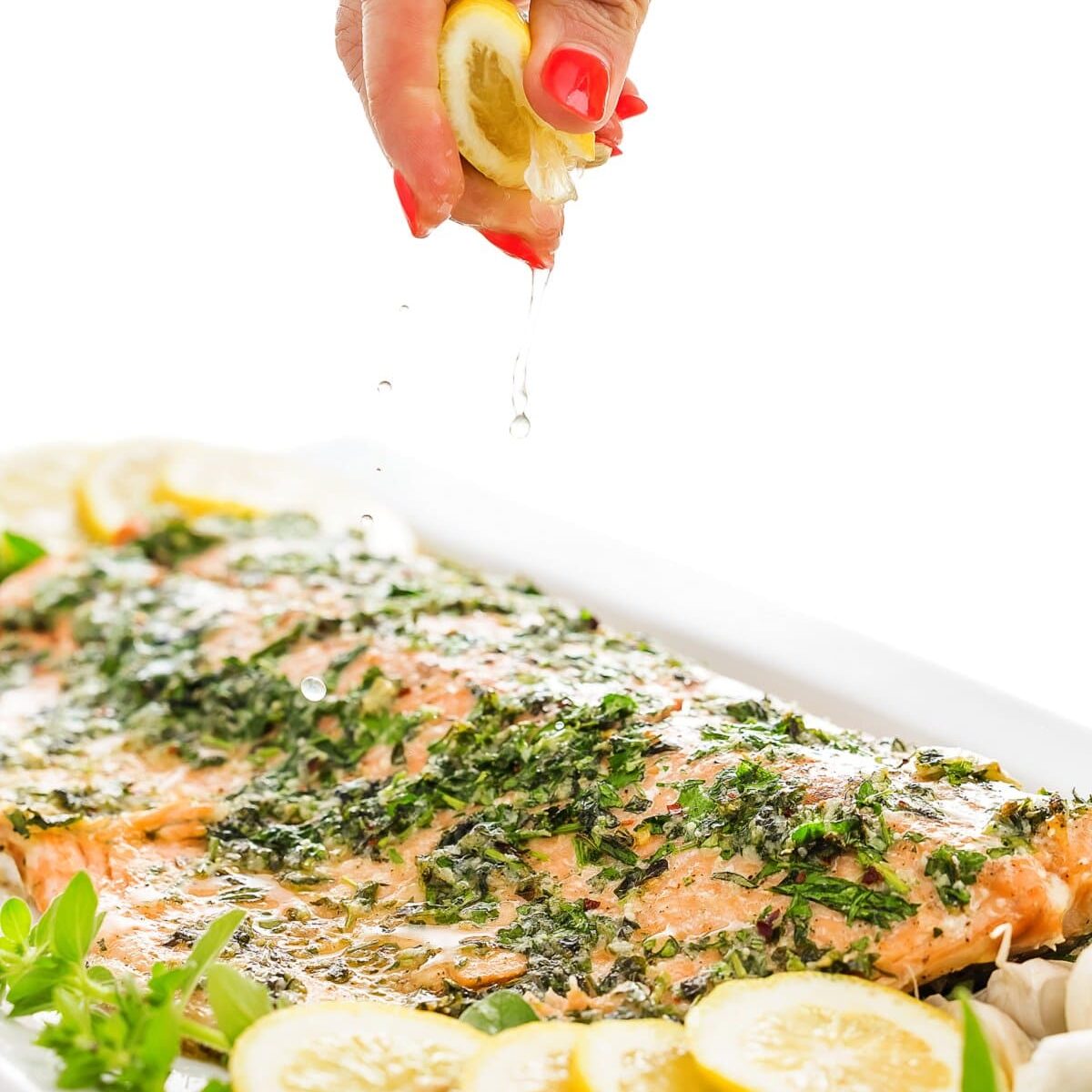 Baked salmon with fresh herbs