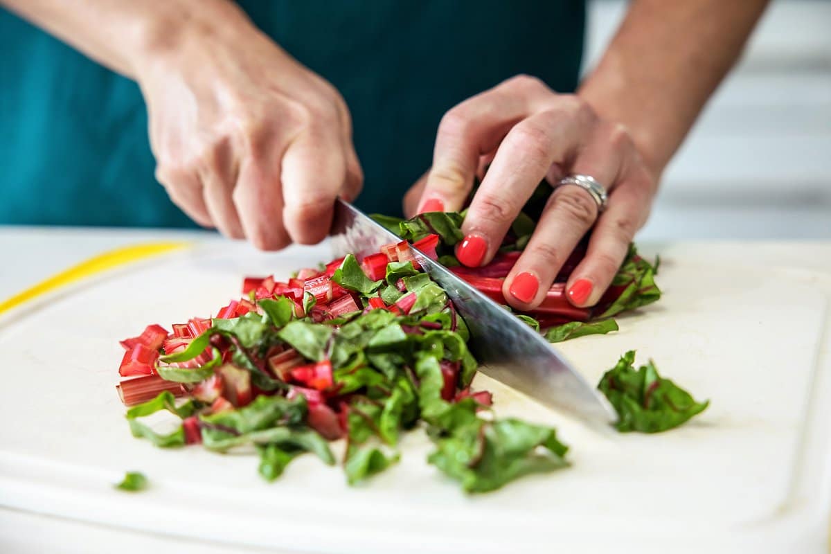 Chopping swiss chard