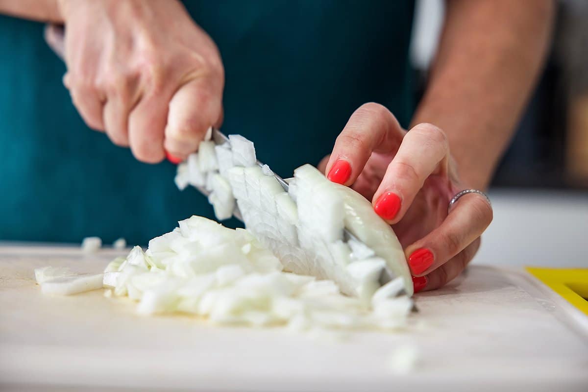 chopping onion