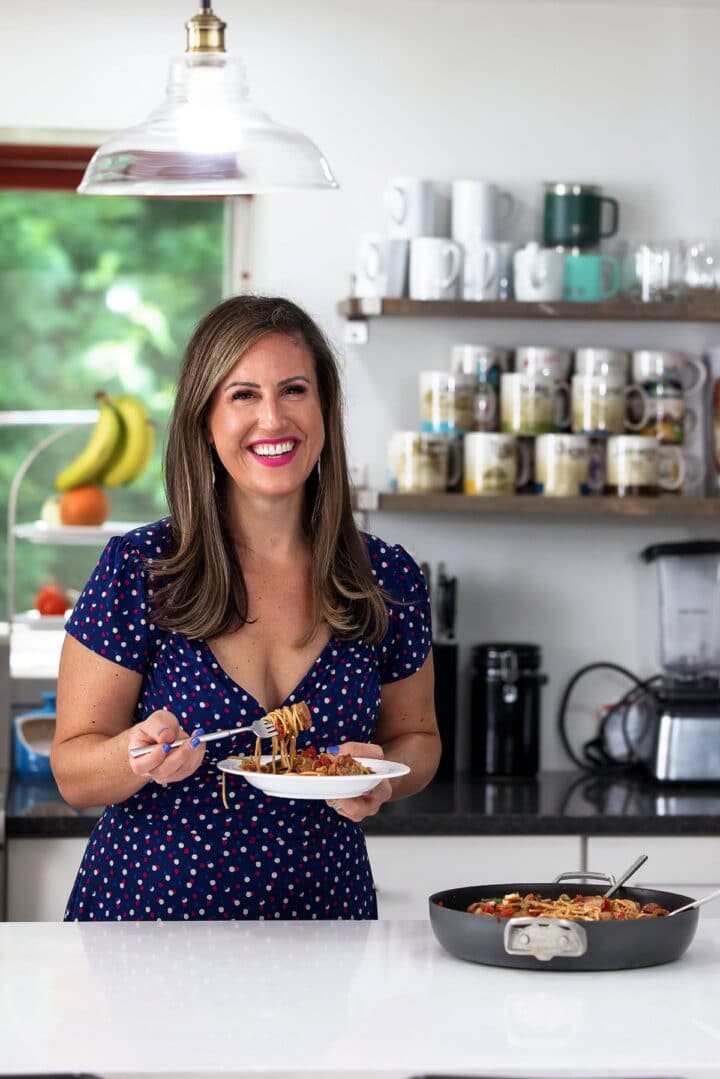 liz with sausage and peppers pasta